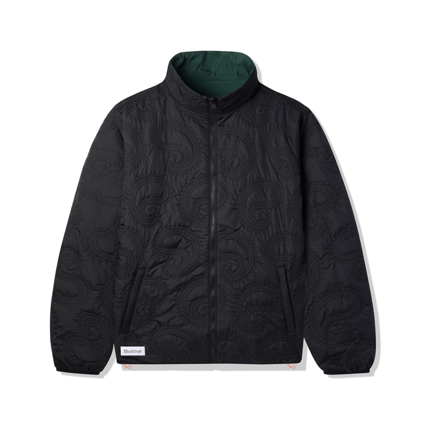 Paisley Reversible Puffer Jacket - Black